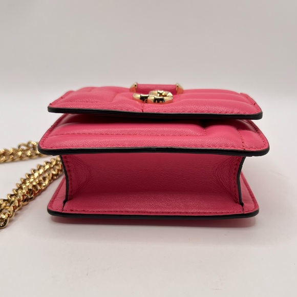 Authentic JIMMY CHOO Candy Pink Micro Avenue Quad Gold Chain Shoulder Bag - Picture 5 of 9